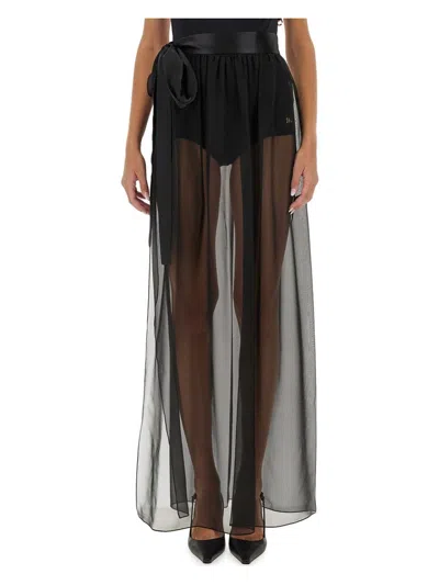 DOLCE & GABBANA WOMEN'S SILK CHIFFON LONG SKIRT