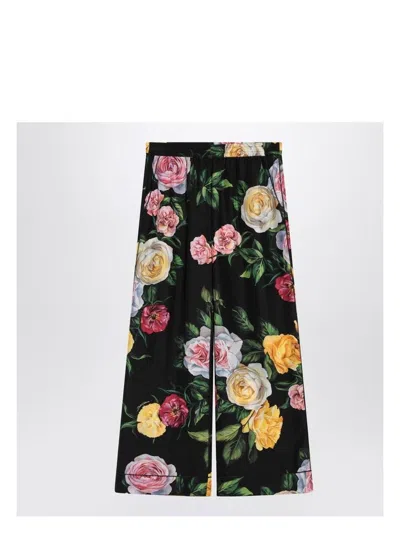DOLCE & GABBANA WOMEN'S SILK FLORAL PRINT PYJAMA PANTS