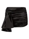 Dolce & Gabbana Short Draped Satin Skirt With Side Bow In Black