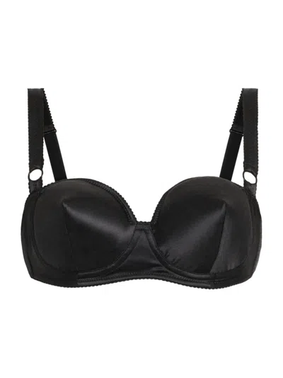 Dolce & Gabbana Women's Silk Satin Semi-padded Bra In Black