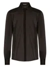 Dolce & Gabbana Silk Chiffon Shirt With Satin Details In Black