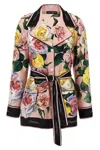 Dolce & Gabbana Twill Pajama Shirt With Rose And Peony Print In Multicolor