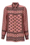 Dolce & Gabbana Silk Shirt With Collared Neck And Long Sleeves In Pink