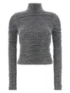 Dolce & Gabbana Ruched Sequin-embellished Lurex Turtleneck Blouse