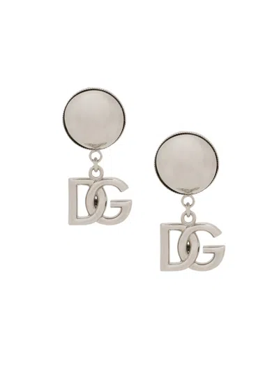 Dolce & Gabbana Women's Silvertone Logo Drop Earrings In Metallic