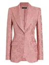 Dolce & Gabbana Quilted Jacquard Turlington Jacket With Floral Pattern In Pink & Purple