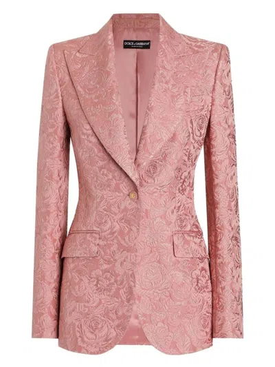 DOLCE & GABBANA WOMEN'S SINGLE-BREASTED FLORAL QUILTED JACQUARD TURLINGTON JACKET