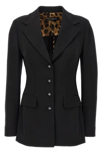 Dolce & Gabbana Single-breasted Fitted-waistline Blazer In Black