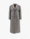 Dolce & Gabbana Women Single-breasted Wool Chevron Coat In Gray