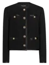 Dolce & Gabbana Black Crop Jacket With Front Pockets In Virgin Wool Blend Woman In Black