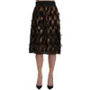 Dolce & Gabbana Black Gold Fringe Metallic Pencil A-line Skirt In Black