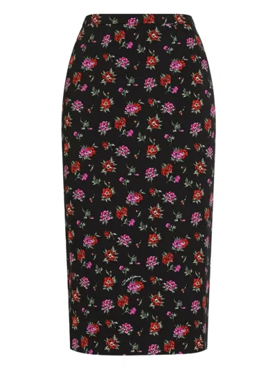 Dolce & Gabbana Floral Midi Skirt In Black