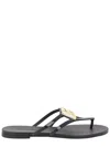 Dolce & Gabbana Women Black Thong Sandals With Logo Plaque On The Front In Rubber Woman In Black