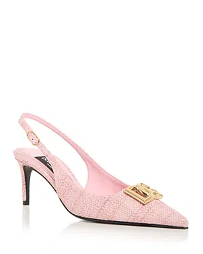 DOLCE & GABBANA WOMEN'S SLINGBACK KITTEN HEEL PUMPS