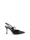 Dolce & Gabbana Pointed Toe Slingbacks With Delicate Ankle Strap In Black