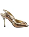 Dolce & Gabbana Women's Snakeskin Leather Peep-toe Sandal (authentic Pre-  Loved) In Brown