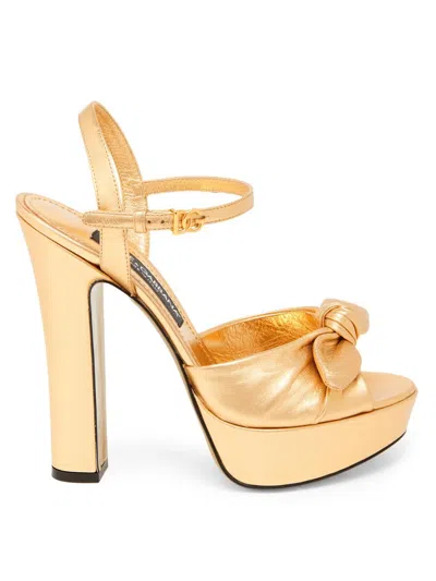 Dolce & Gabbana Women's Special Opportunities Metallic Leather Platform Sandals In Gold