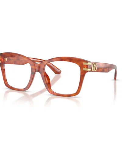 Dolce & Gabbana Women's Square Eyeglasses, Dg3419 In Orange