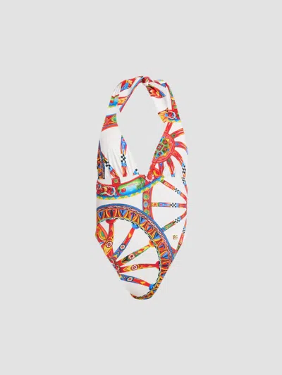Dolce & Gabbana Women's St. Carretto Halter One-piece Swimsuit