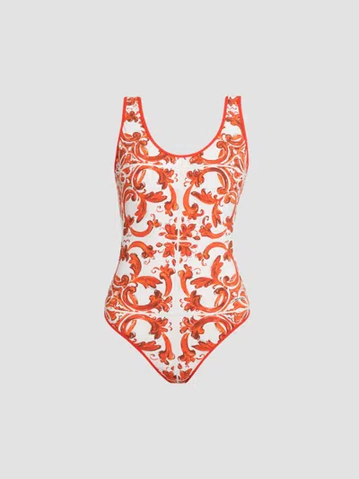 Dolce & Gabbana Women's St. Maiolica One-piece Swimsuit In Maiolica Arancion