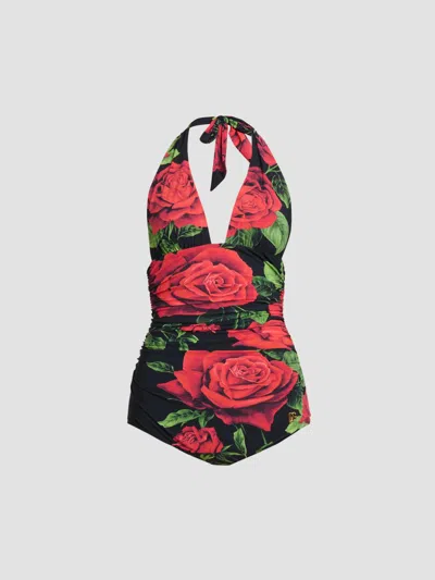 Dolce & Gabbana Women's St. Sicilia Retro One-piece Swimsuit In Rose Nero