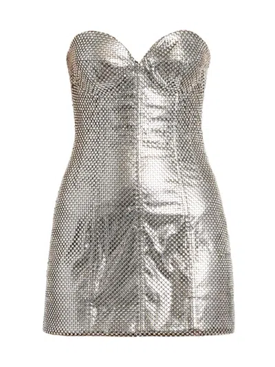 Dolce & Gabbana Women's Strapless Metallic Minidress In Silver