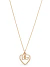 Dolce & Gabbana Heart And Logo Rhinestones Pendant Necklace Accessories In Gold