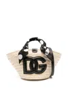 Dolce & Gabbana Woven Handbag With Iconic Logo And Polka Dot Scarf Detail In Black