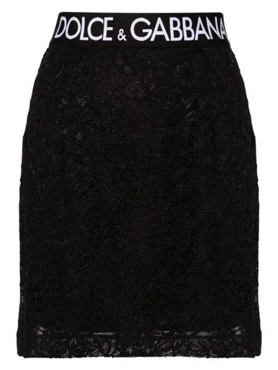 DOLCE & GABBANA WOMEN'S STRETCH LACE MINI SKIRT