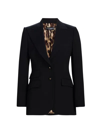 DOLCE & GABBANA WOMEN'S STRETCH-WOOL TWO-BUTTON BLAZER