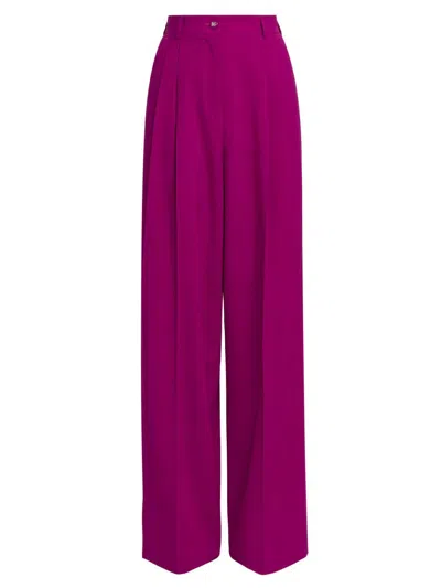 Dolce & Gabbana Women's Stretch-wool Wide-leg Pants In Pink