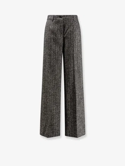 Dolce & Gabbana Women Striped Wool Blend Trousers In Gray