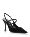 Dolce & Gabbana Italian Tailoring Leather-trimmed Suede Slingback Pumps In Black