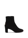 Dolce & Gabbana Black Ankle Boots With Dg Logo Plaque On The Back In Suede Woman In Black
