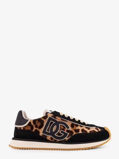 Dolce & Gabbana Women Suede Sneakers With Animal Print In Multi