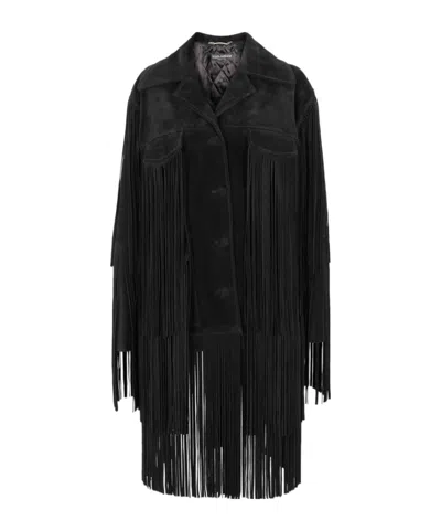 Dolce & Gabbana Women's Suede Structured Leather Jacket In Black