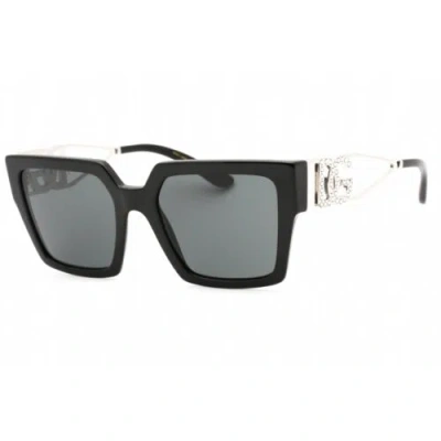 Pre-owned Dolce & Gabbana Women's Sunglasses Black Plastic Cat Eye Frame 0dg4446b 501/87 In Gray