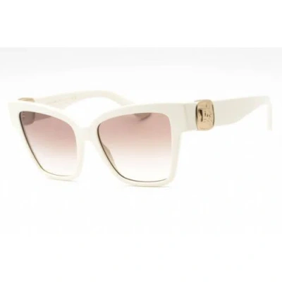 Pre-owned Dolce & Gabbana Women's Sunglasses Cream Plastic Cat Eye Frame 0dg4470 331294 In Clear Brown Silver