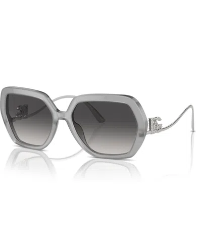 Dolce & Gabbana Crystal Oversize-frame Sunglasses In Opal Gray