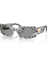 Dolce & Gabbana Logo Plaque Rectangular Sunglasses, 55mm In Black Lace