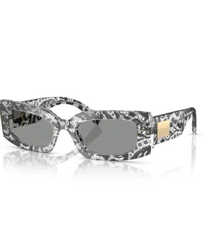 Dolce & Gabbana Logo Plaque Rectangular Sunglasses, 55mm In Grey