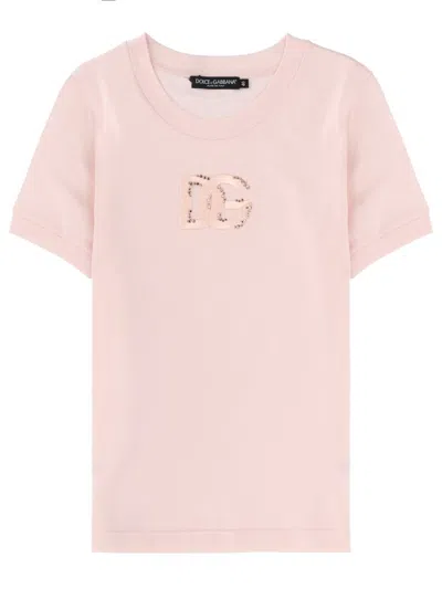 Dolce & Gabbana Women T-shirt With Logo In Pink