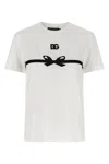 Dolce & Gabbana Embroidered Bow Detail Jersey T-shirt In White