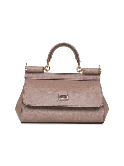 Dolce & Gabbana Women Taupe Small Sicily Handbag In Multi