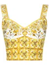 Dolce & Gabbana Majolica Print Corset Top In Yellow