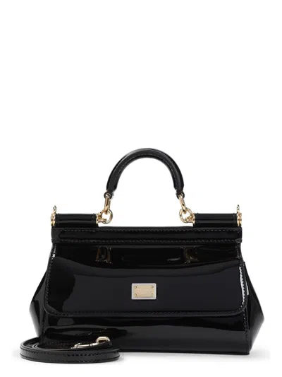 Dolce & Gabbana Women's Tote Xs Vernice Negro Detalles Dorados In Nero