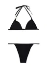 Dolce & Gabbana Logo-plaque Halterneck Bikini Set In Black