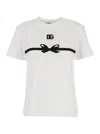 Dolce & Gabbana Embroidered Bow Detail Jersey T-shirt In White