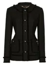 Dolce & Gabbana Black Single-breasted Jacket With Branded Button In Tweed Woman
