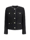 Dolce & Gabbana Jeweled Button Boucle Jacket In Black